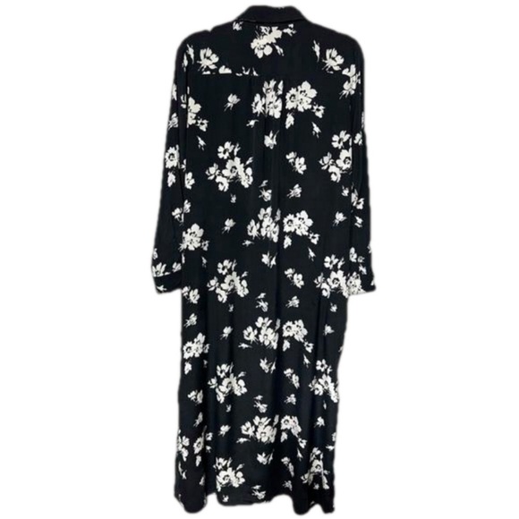 Gap Black|White Floral Perfect Maxi Shirtdress Size Small - Picture 5 of 5